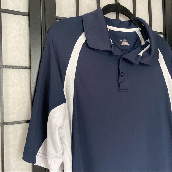 Men’s Under Armour Polo Active Short Sleeve Shirt Navy Blue White Medium - Picture 1 of 8